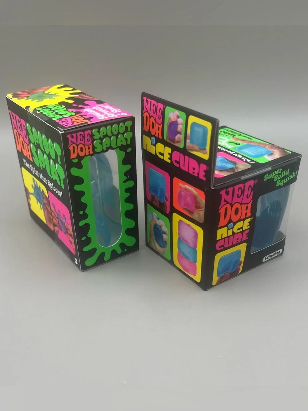 Authentic NEEDOH ~ 2 Pack 💙 Blue ~ Sploot Splat Squishy + Nice Cube Solid Squish
